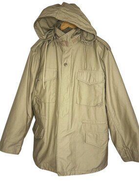 Tru-Spec Tactical Field Jacket Khaki Quilted Liner Hooded Gorpcore Mens Medium